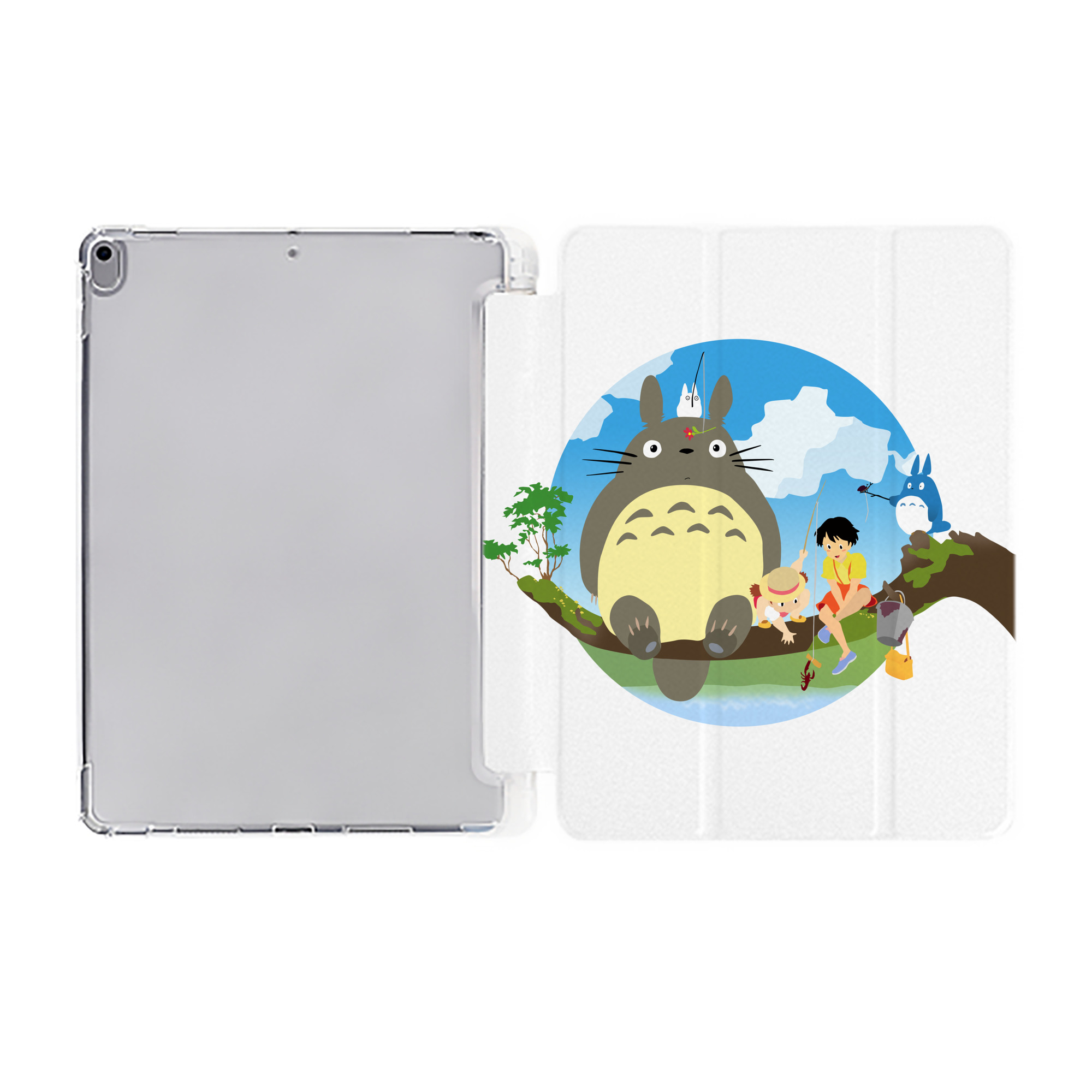 （画像用） となりのトトロ 草壁メイ 草壁サツキ My Neighbor Totoro Satsuki Kusakabe Mei Kusakabe IPad ケース ペン収納付き 三つ折りスタンド PUレザー×シリコン 対応機種9.5/10.5/10.9インチ